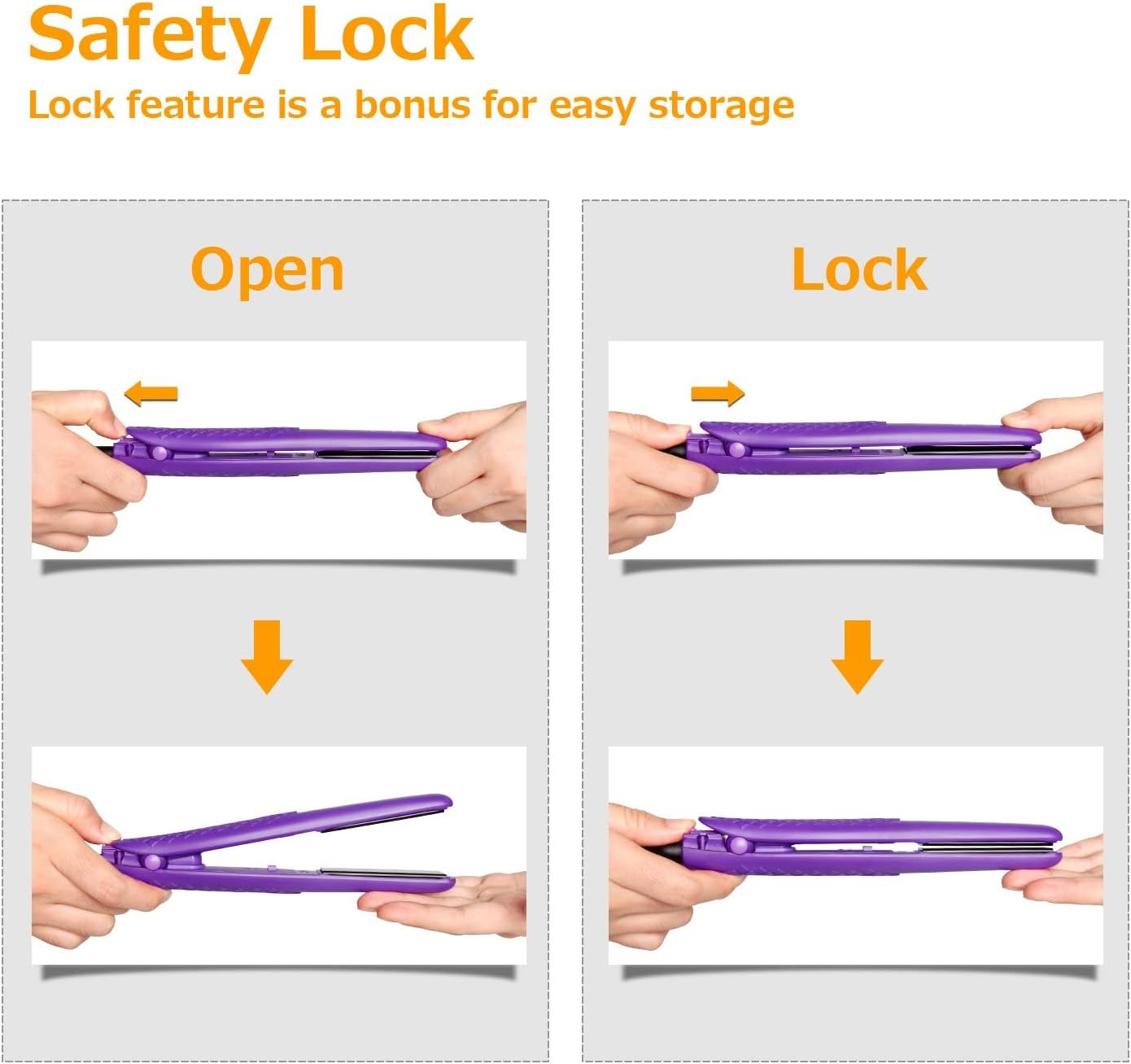 AmoVee Mini Flat Iron, 0.7 Inch Mini Hair Straightener, Small Flat Iron for Short Hair,Curls Bangs, Dual Voltage Travel Hair Straightener(Purple)