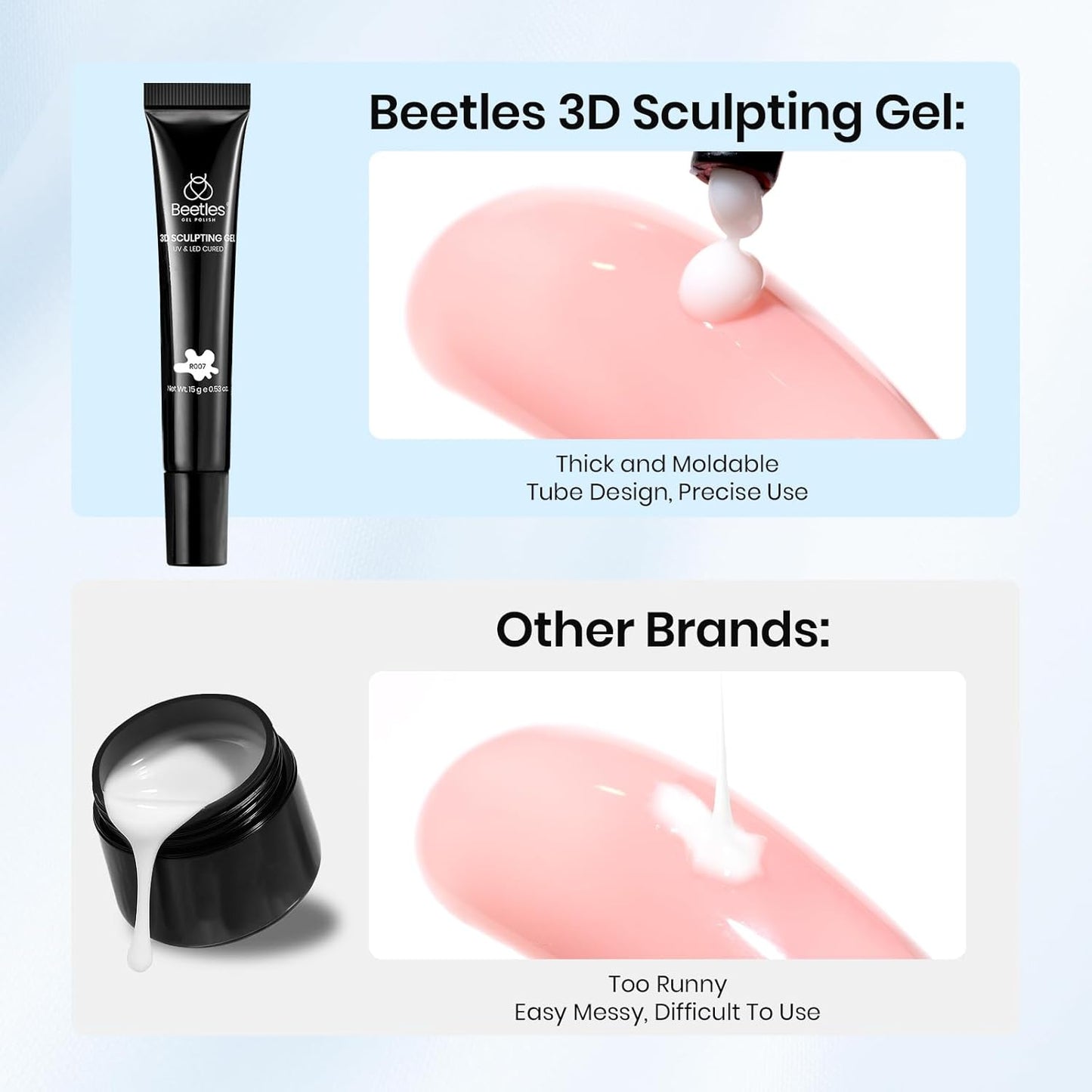 Beetles Sculpting Gel 3D Nail Art - Halloween White No Wipe Nail Polish 3D Rhinestone Building Multi-Function Drawing Gel for DIY Manicure Designs