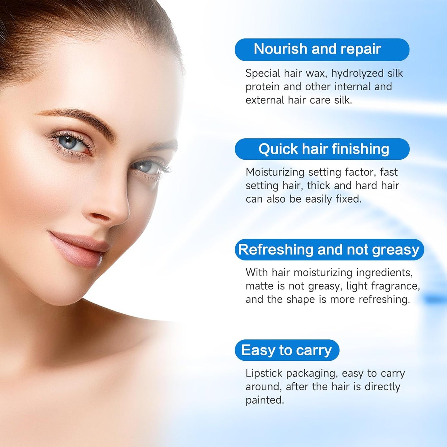 5 Pcs Hair Wax Set for Women & Baby Accessories, Edge Control Slick for Flyaways, Finishing Stick, Styling Comb, Gel for Fixing