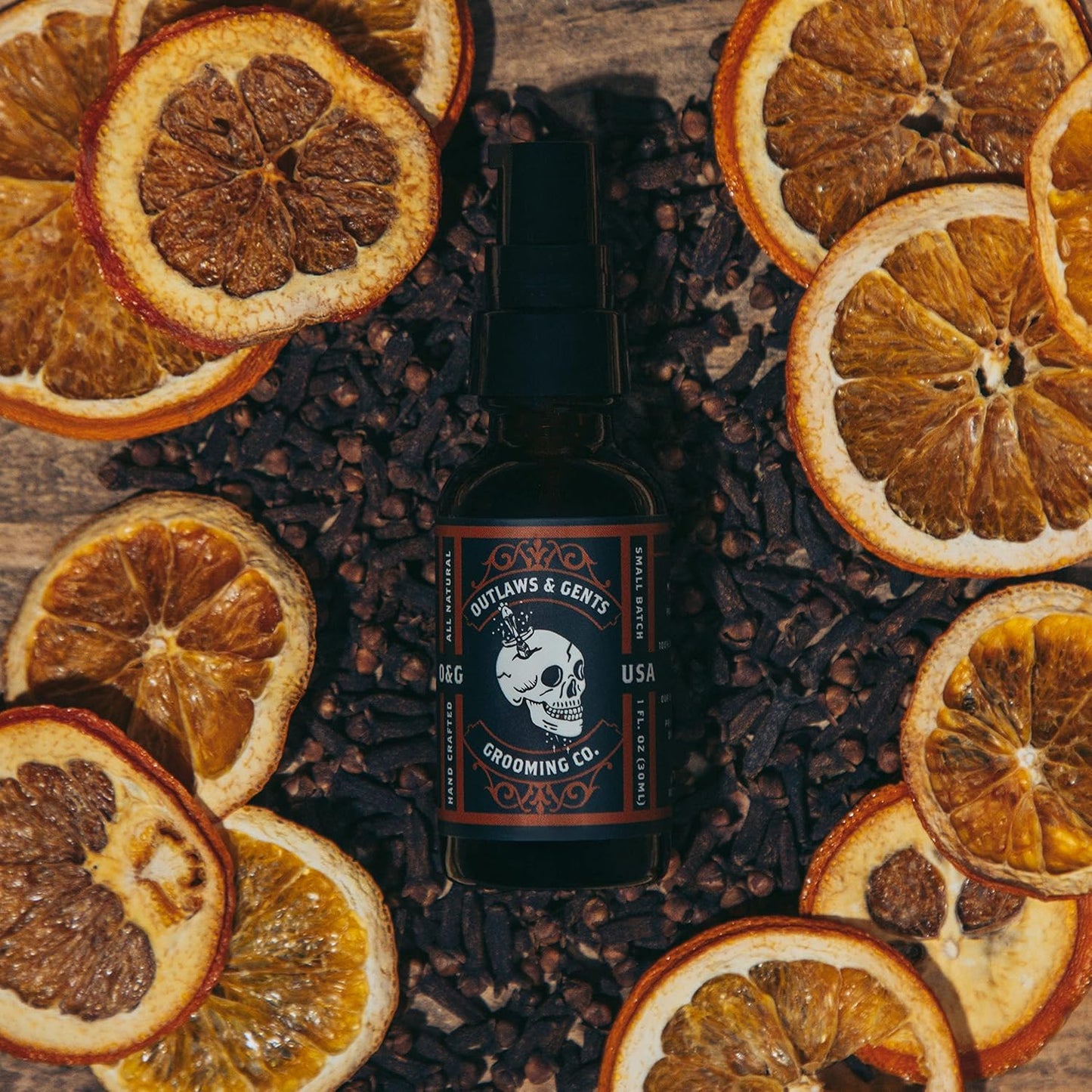 Outlaws & Gents Grooming Co. Clove and Orange Grooming Oil - All-Natural Beard and Hair Oil for Men - Moisturizes and Softens Hair, Reduces Itchiness and Flakiness