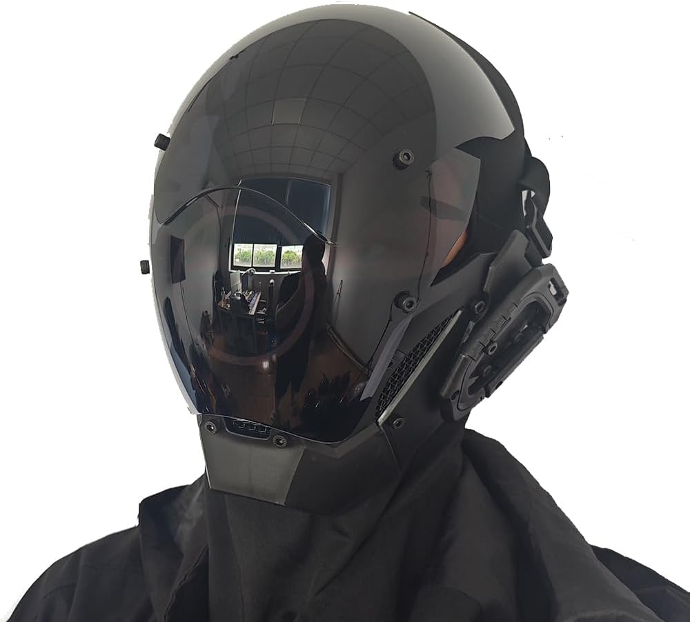 KYEDAY Punk Mask Cosplay for Men, LED Round Light Mask for Women Cosplay Halloween Fit Party Music Festival Accessories