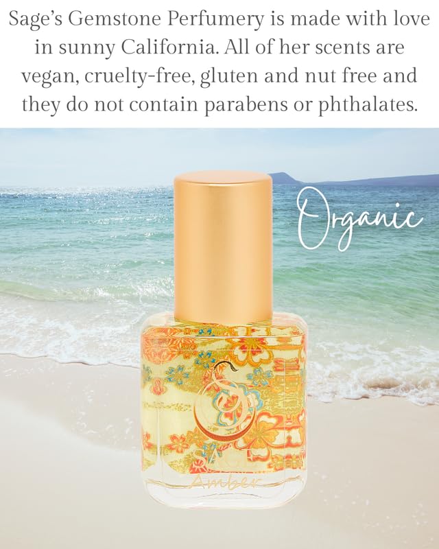 Amber Organic Perfume Oil Extract Roll-On by Sage- 1/4 oz, Vegan & Cruelty-Free, Earthy Scent, Amber, Blood Orange, Musk - Made in USA