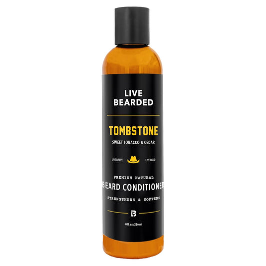 Live Bearded Beard Conditioner, 8 fl oz - Strengthens and Softens Facial Hair - Made in the USA - All-Natural Ingredients with Biotin, Caffeine | Tombstone Scent - Sweet Tobacco, Cedar