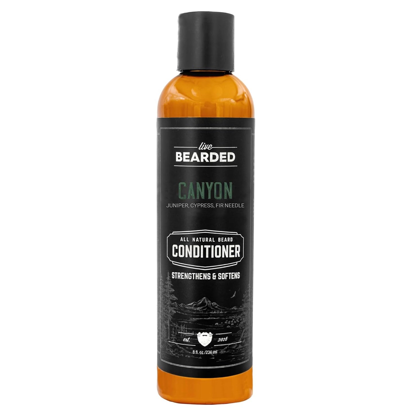 Live Bearded Beard Conditioner, 8 fl oz - Strengthens and Softens Facial Hair - Made in the USA - All-Natural Ingredients with Biotin, Caffeine | Canyon Scent - Juniper, Cypress, Fir Needle