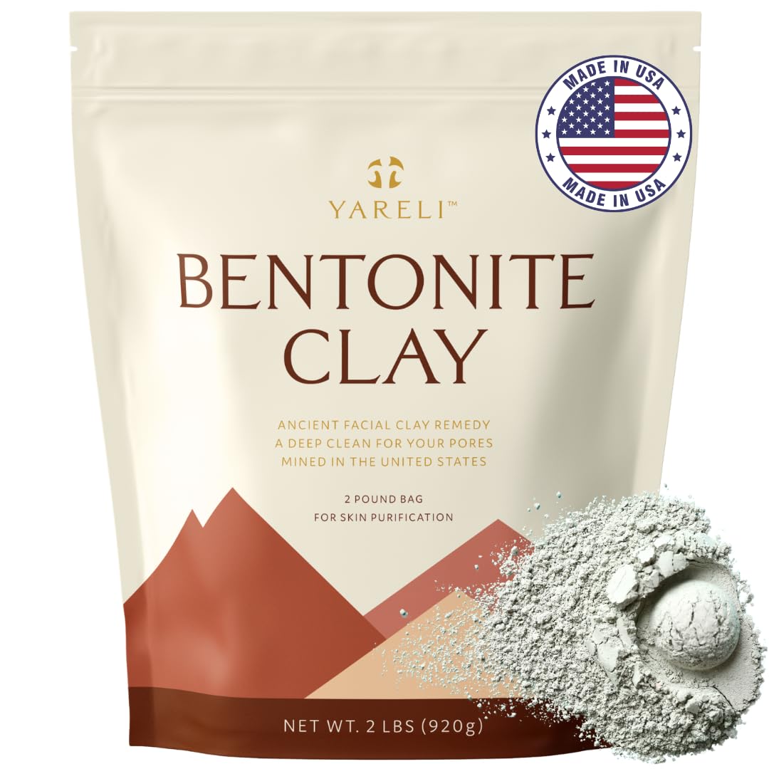 Bentonite Clay Powder Facial Mask & Cleansing Bath, Pure Indian Healing Clay, 2lb (32oz)