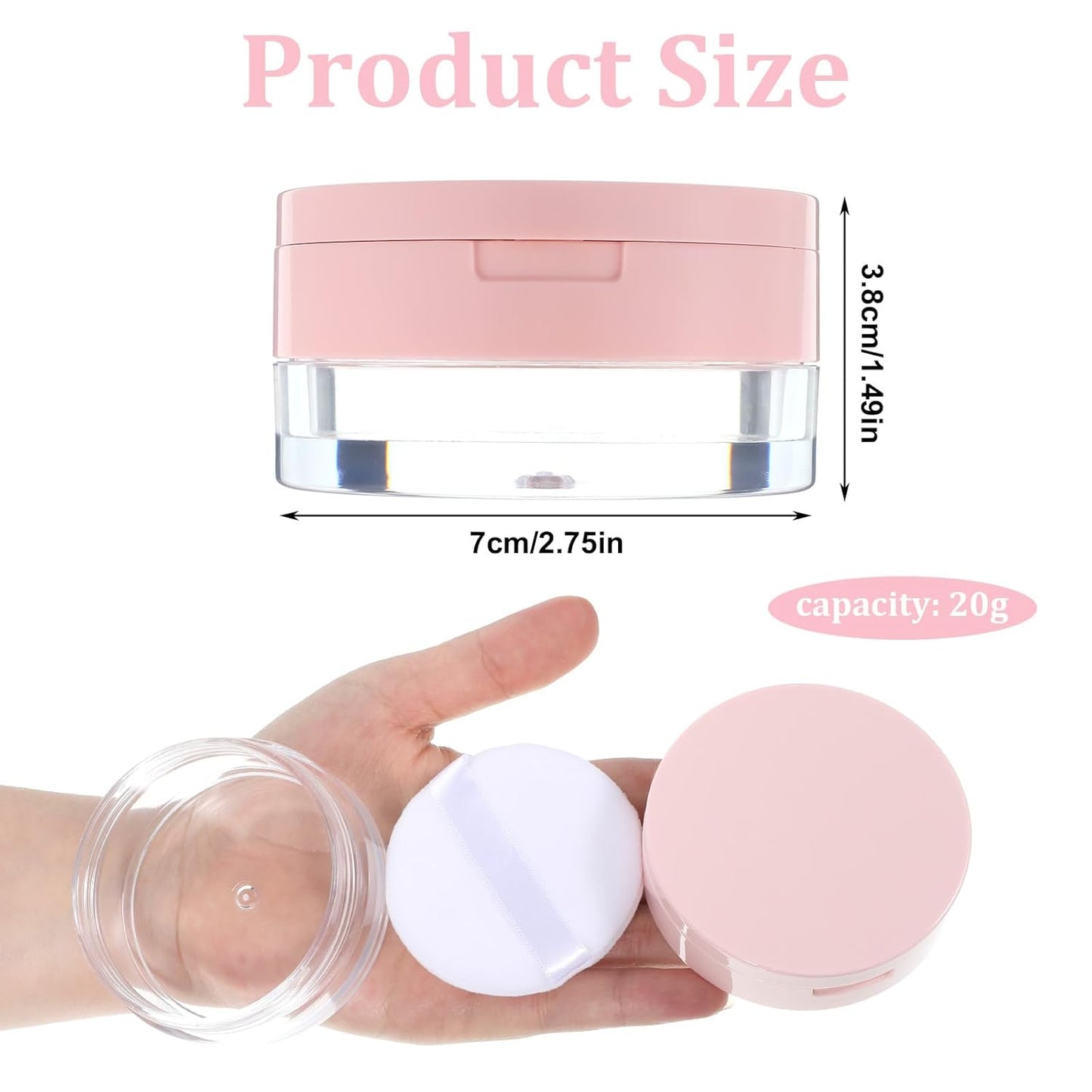 Loose Powder Cocntainers with Sponge Powder Puff and Mirror, No Leaks Empty Plastic Cushion Foundation Container Reusable Makeup Case with Lid