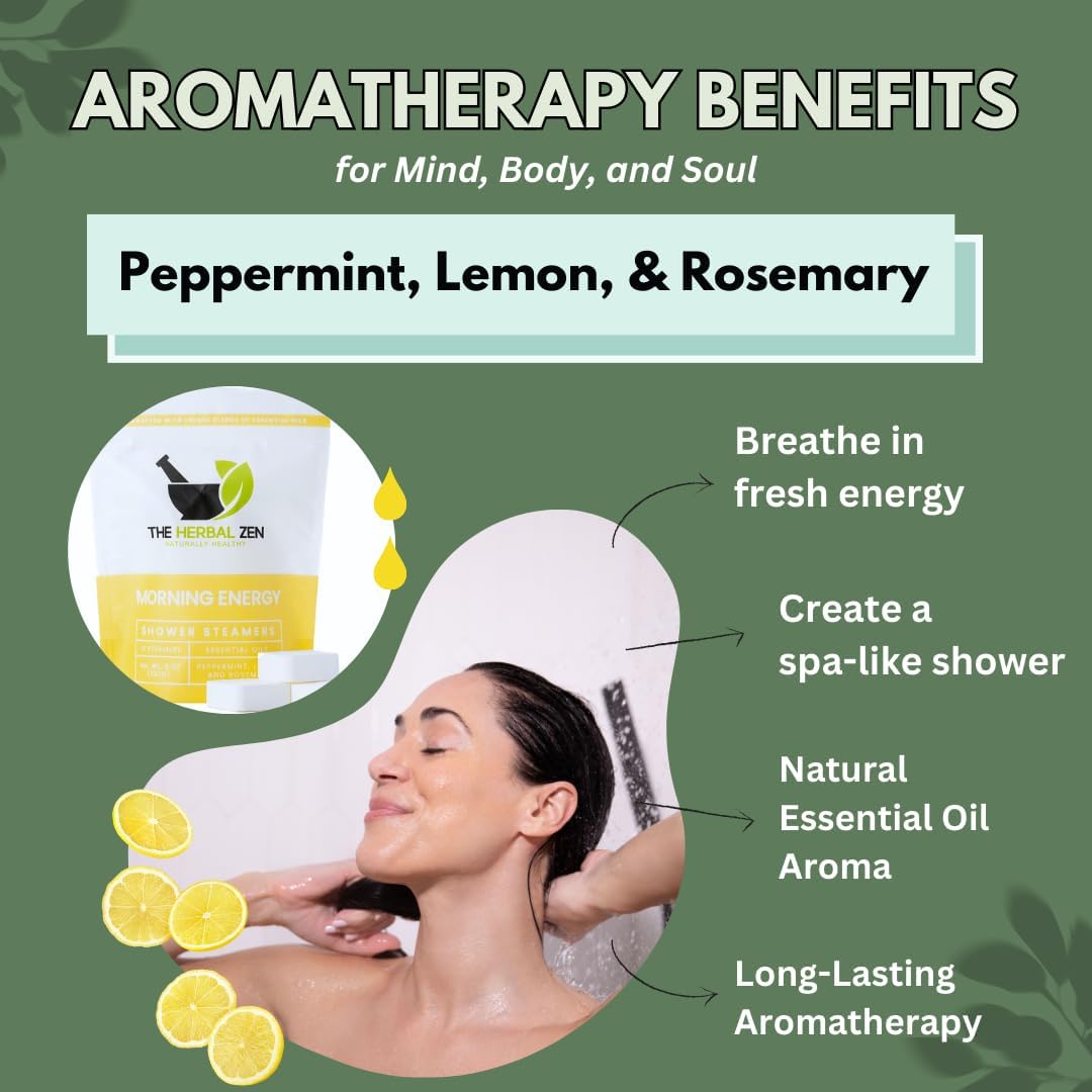 Morning Energy Shower Steamers Aromatherapy with Peppermint and Lemon Essential Oils Shower Bomb Aromatherapy, Spa Day Gifts, Self Care Gift, Birthday Gifts for Women and Men, Mothers Day Gift