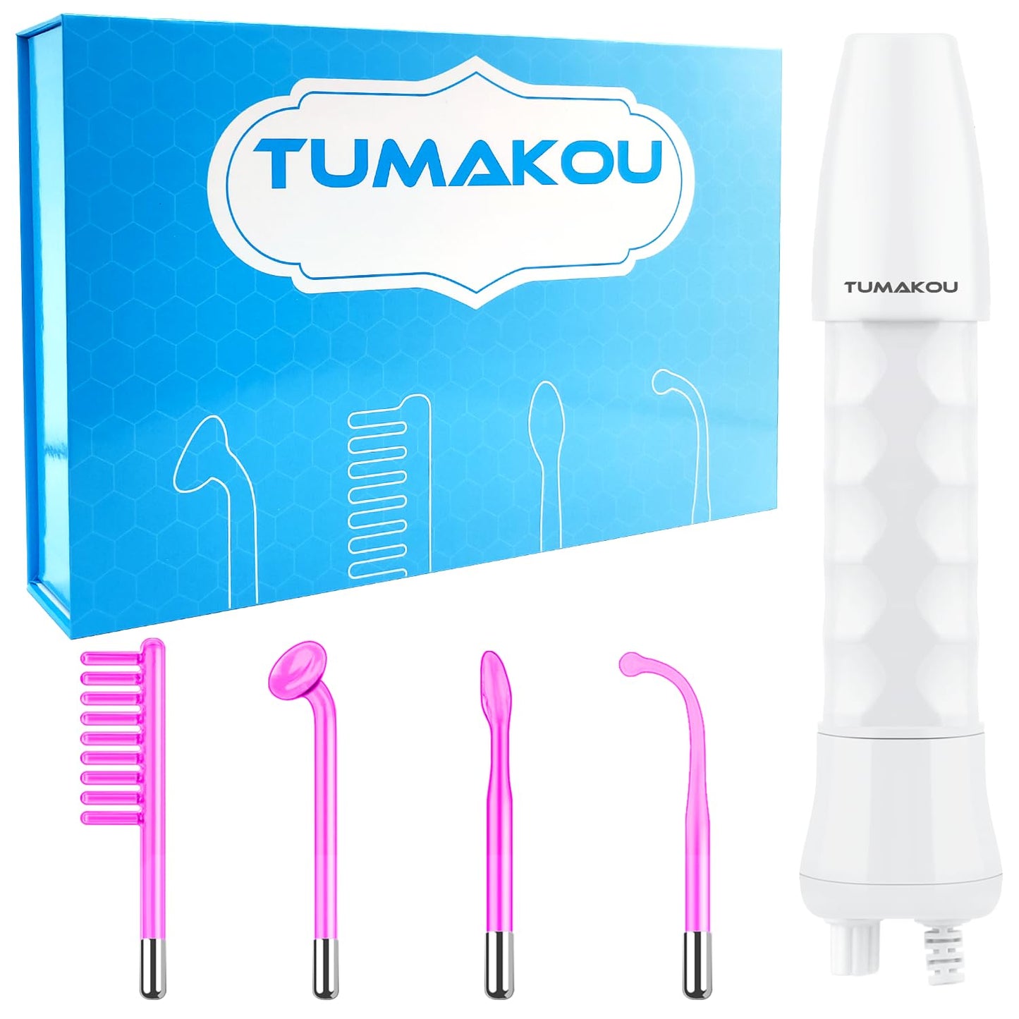 High Frequency Facial Wand - TUMAKOU Violet Portable Handheld High Frequency Facial Skin Machine Device for Face - with 4 Purple Tubes