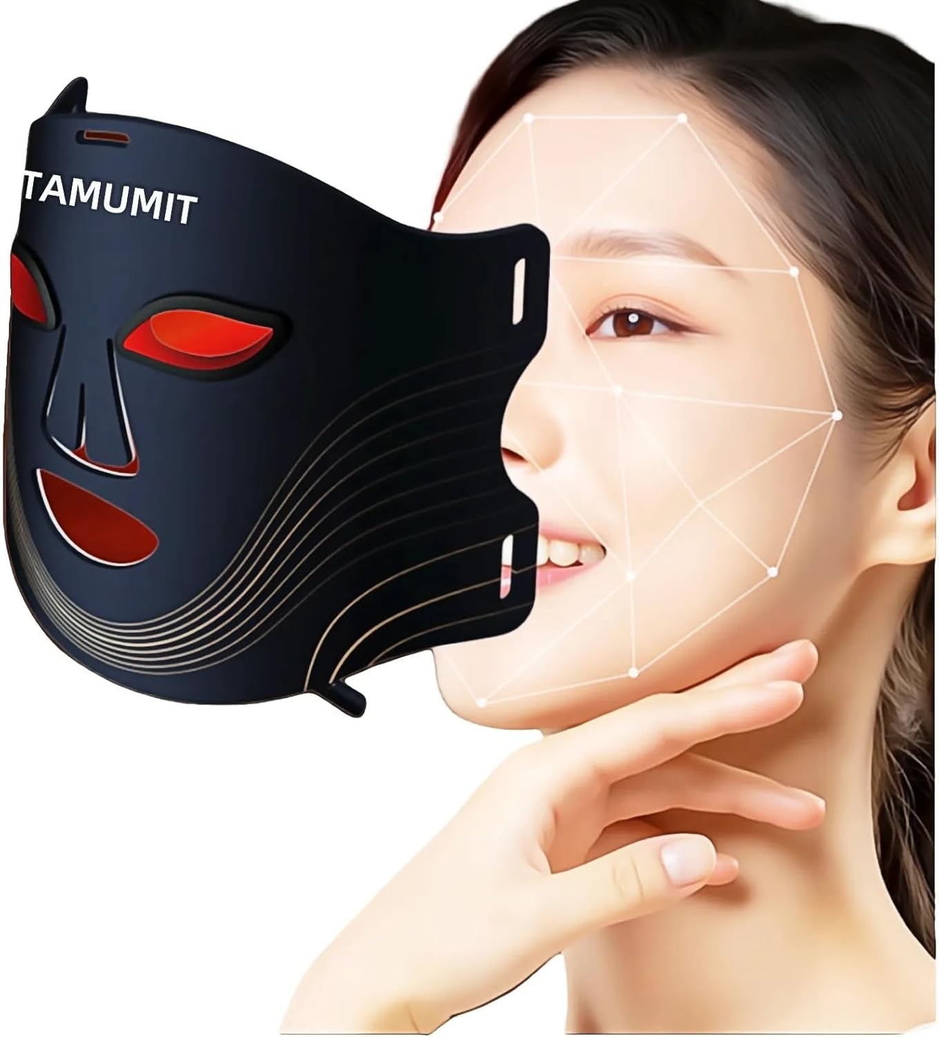 LED Light Therapy Mask for Woman 4 Professional Wavelengths, Facial Skin Care Mask,Red Light Therapy for Face,660 NM & 460 NM & 850 NM Wavelength for Home Use, Body Beauty Machine for Care at Home