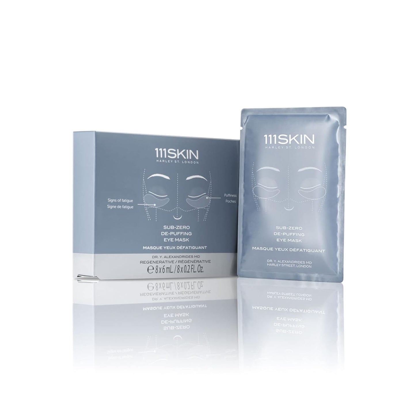 111SKIN Cryo De-Puffing Eye Mask, Hydrating Under Eye Patches for Puffy Eyes & Dark Circles with Seaweed Extract, Vit E & Peptide Complex, Nourishing Formula for Fine Lines & Puffiness, 8 Pairs, Blue