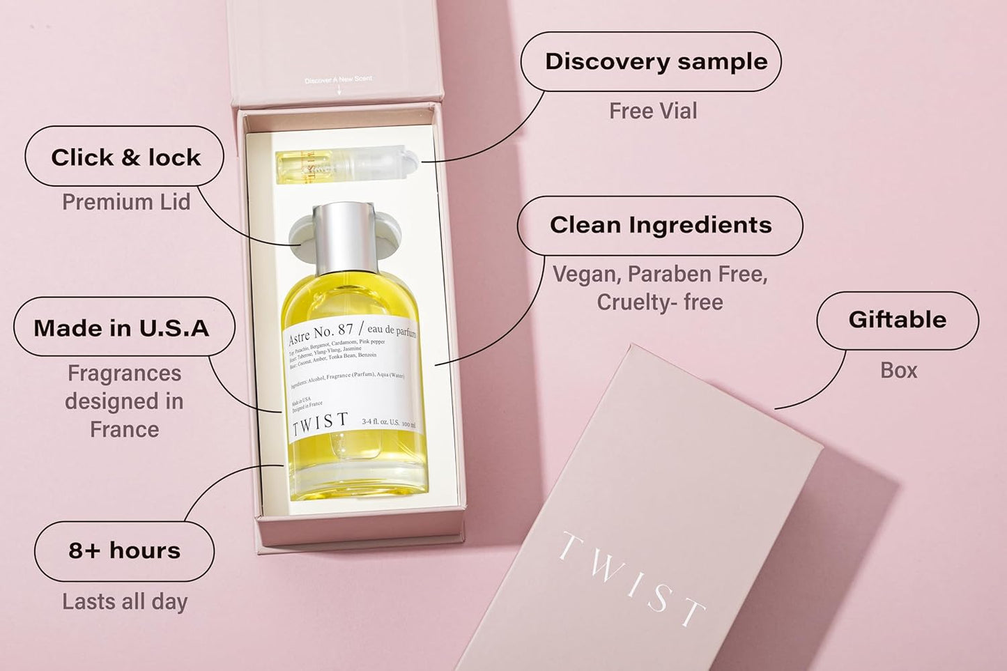 Twist Astre No. 87 - Eau De Parfum Inspired by T. Ford Soleil Blanc, Long-Lasting Perfume For Women & Men, Paraben Free, Vegan, Clean Ingredients, Unisex Fragrance - Spray 100 ml (3.4 fl. oz.)