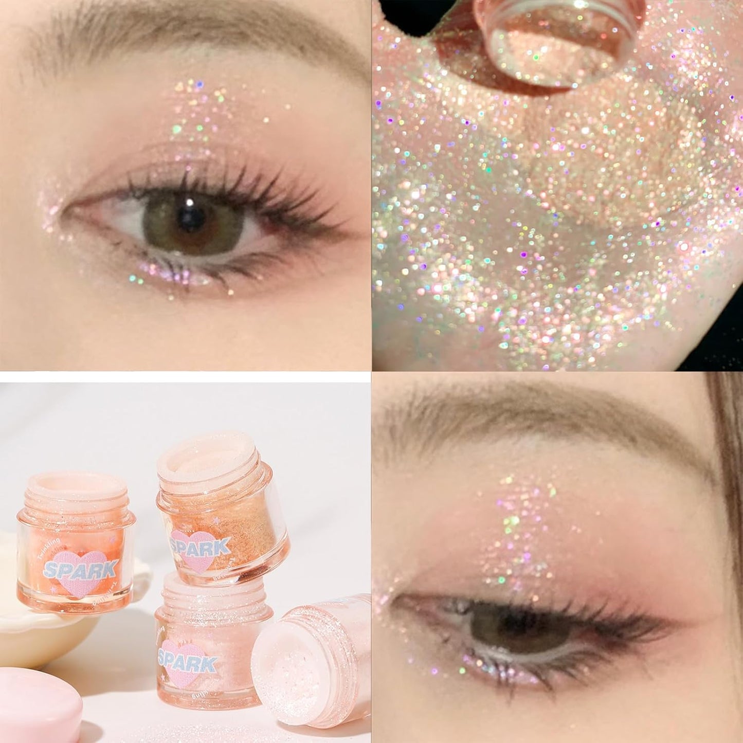 Crystals Glitter Eyeshadow Loose Powder, Face Eye Glitter Korean Makeup Eye Shadow, Sparkle Shimmer Highlighter Makeup#18