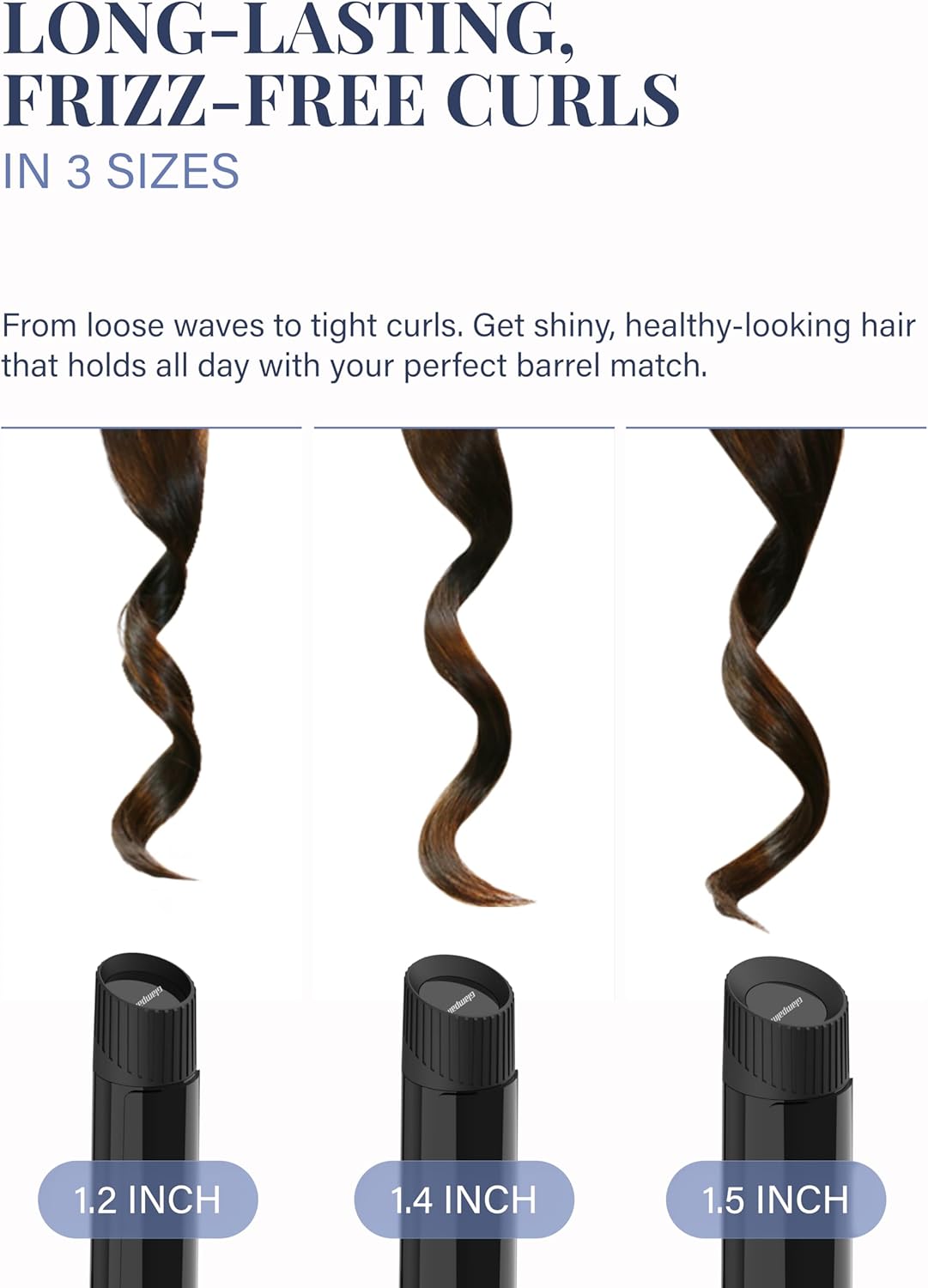 GLAMPALM Professional Curling Iron 1.6" - Long Barrel Ceramic Hair Curler for Women, Korea's No.1 Salon Hot Tool, 5 Temps & 30s Heat-up, 3D Swivel Cord & Dual Voltage, Black (GP628) (1.6")