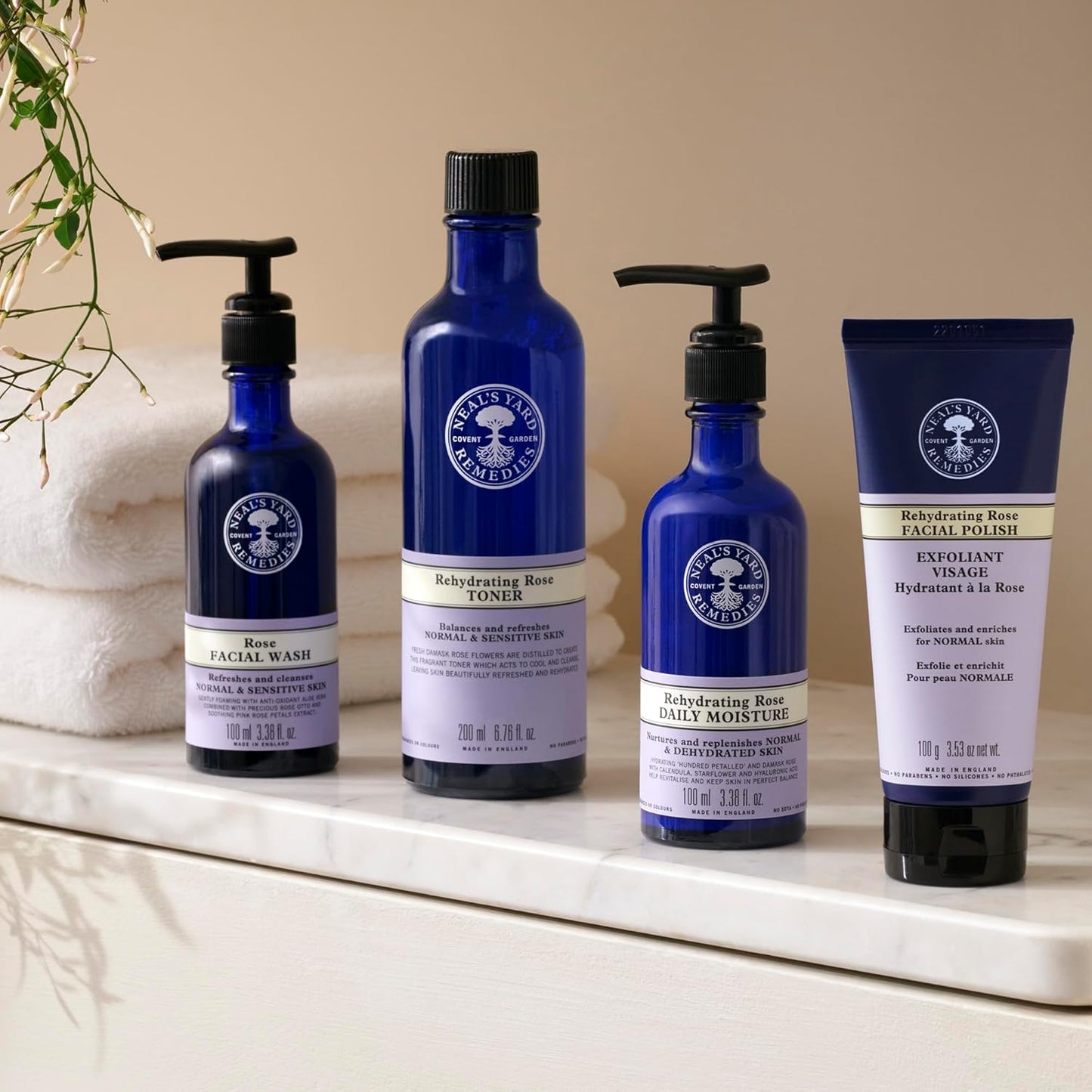 Neal's Yard Rehydrating Rose Face Wash, Soothing & Balancing for All Skin Types, With Aloe Vera & Rose Otto, Vegan Approved & Cruelty-Free, 100mL