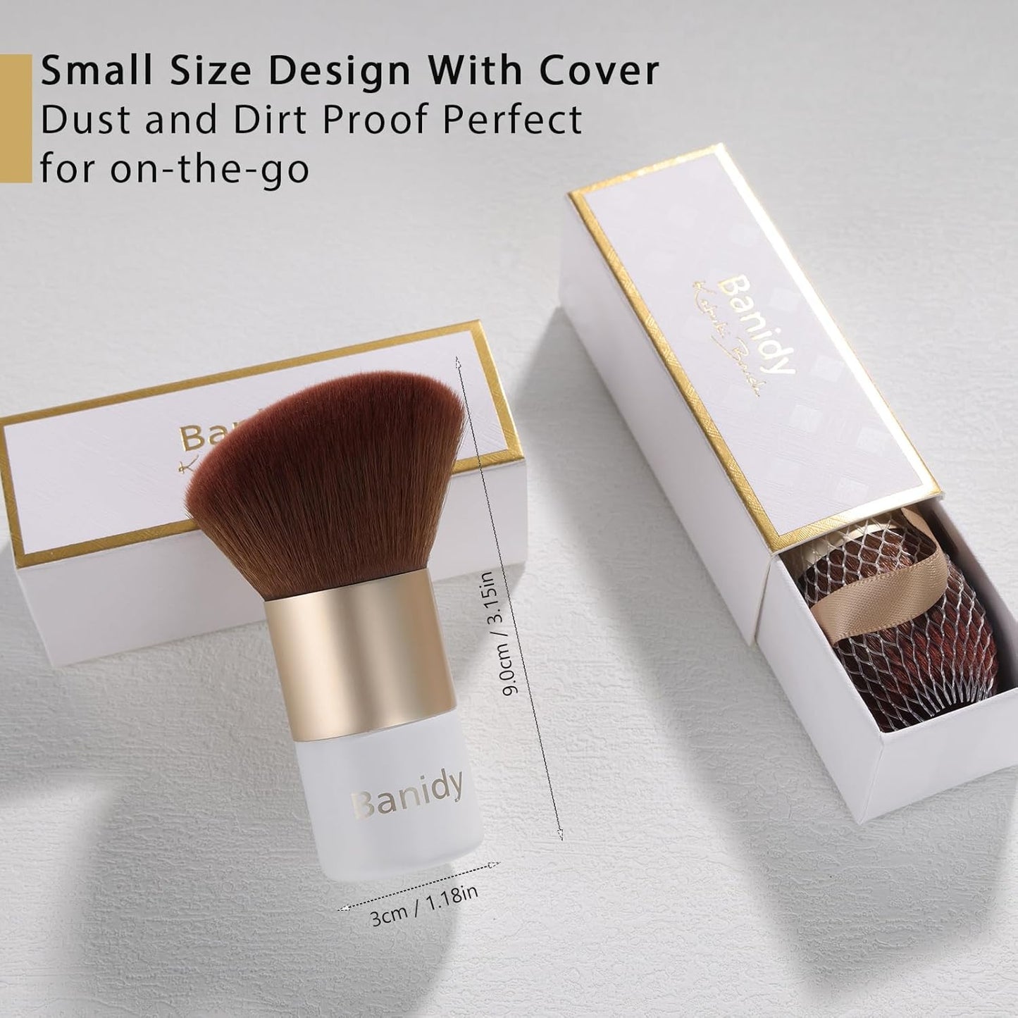 Kabuki Face Makeup Brush, Portable Travel Blush Brush Flawless for Foundation, Powder, Bronzer Buffing, Liquid, Cream, Cruelty Free