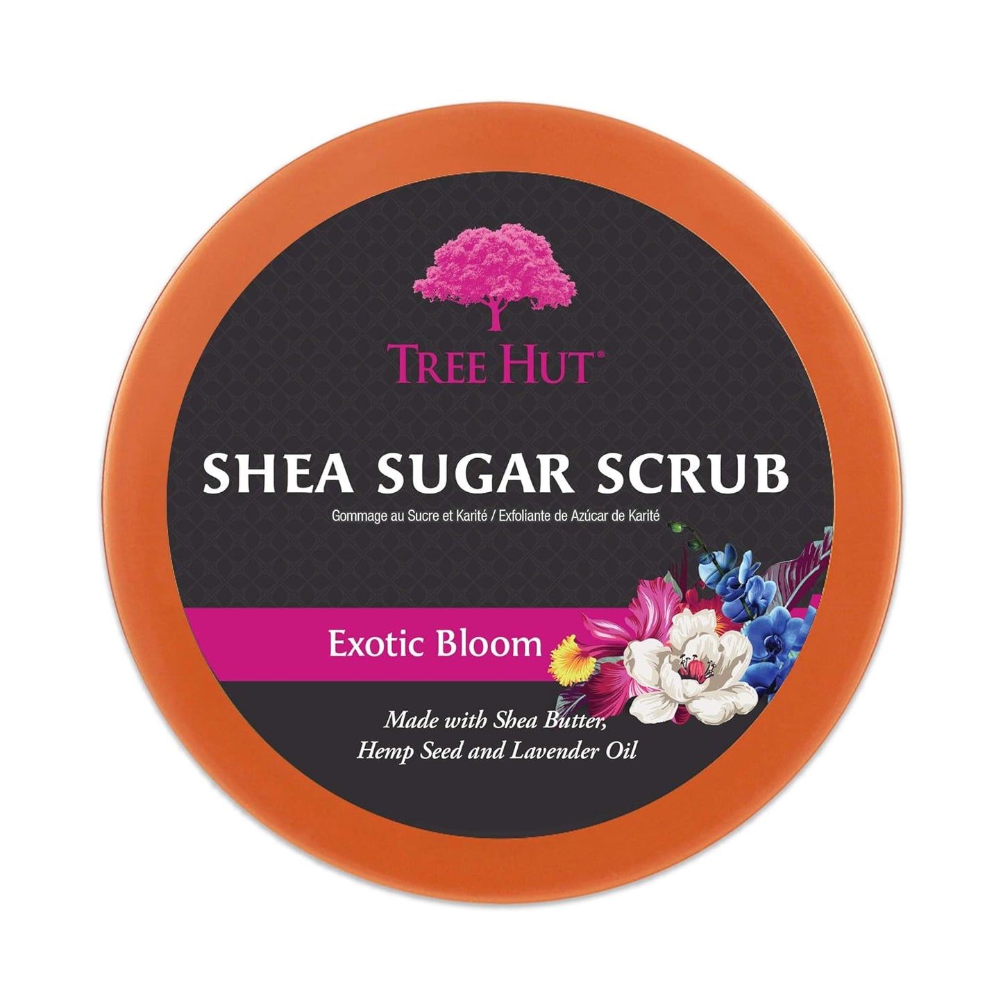 Tree Hut Exotic Bloom Shea Sugar Scrub | Exfoliating Body Scrub Removes Dead, Dry Skin for a Soft & Hydrated Feel | Nourishing Essential Body Care | 18 fl oz.