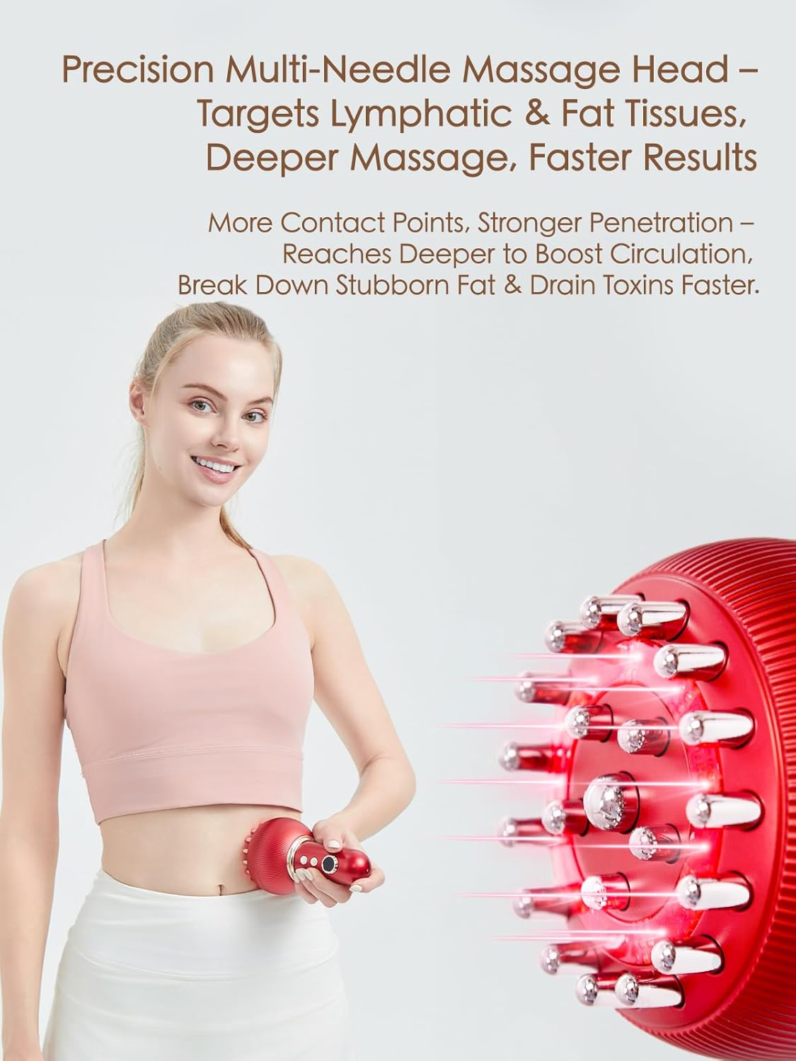 Lymphatic Drainage Massager & Anti Cellulite Massage Tool, Helps Reduce Stretch Marks & Cellulite, for Legs, Arms & Belly, Body Sculpting Machine with Microcurrent, Light, Heat & Vibration