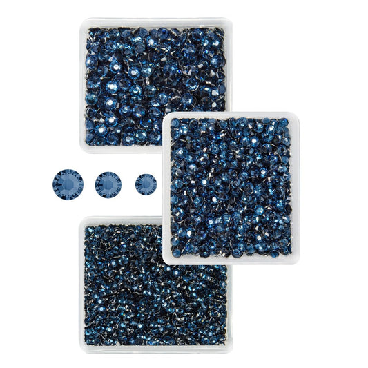Ink Blue Crystal Resin Rhinestones for Crafting Montana Blue Flatback Stones 3mm 4mm 5mm Non-Hotfix Stones Diamonds Crystals Gems Charms Supplies for Nails Face Eyes Makeup Body Tumblers Crafts