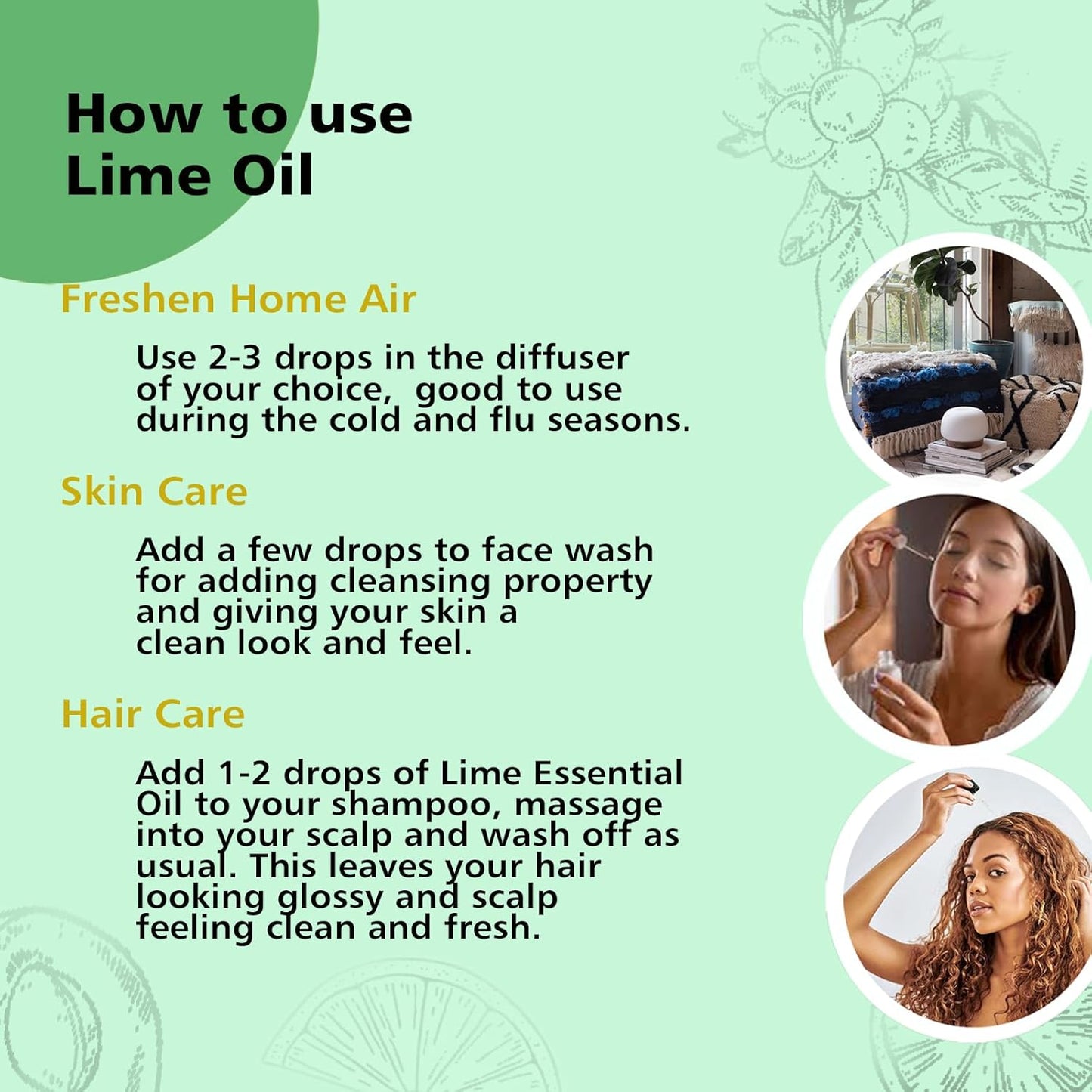 Lime Essential Oil 1 oz, 100% Pure & Undiluted Lime Oil for Diffuser, Skin & DIY, Natural Citrus Oils