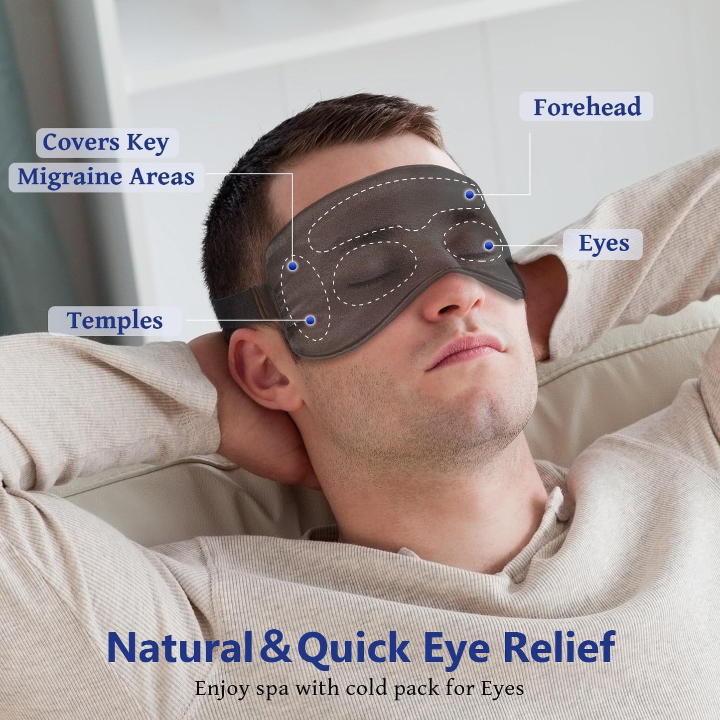Cooling Eye Mask for Sleeping Migraine Headache Relief Mask Gel Cold Compress Eye Face Ice Pack for Eyestrain Dark Circles and Puffiness Relaxation Gifts for Women Men Silk Reusable-2 Pack