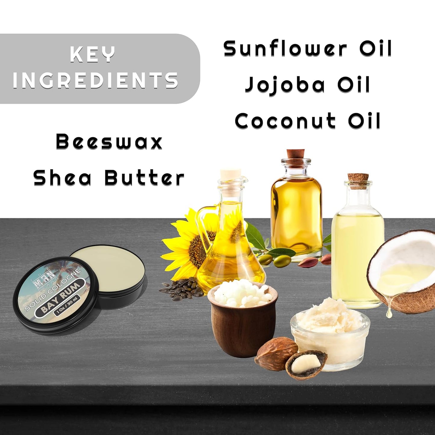 Solid Cologne Men's Bay Rum Cologne for Men, Wax Bay Rum Solid Cologne for men, Solid Perfume with a Bay Rum and coconut scent (1 Ounce, Bay Rum Mens Cologne Balm)