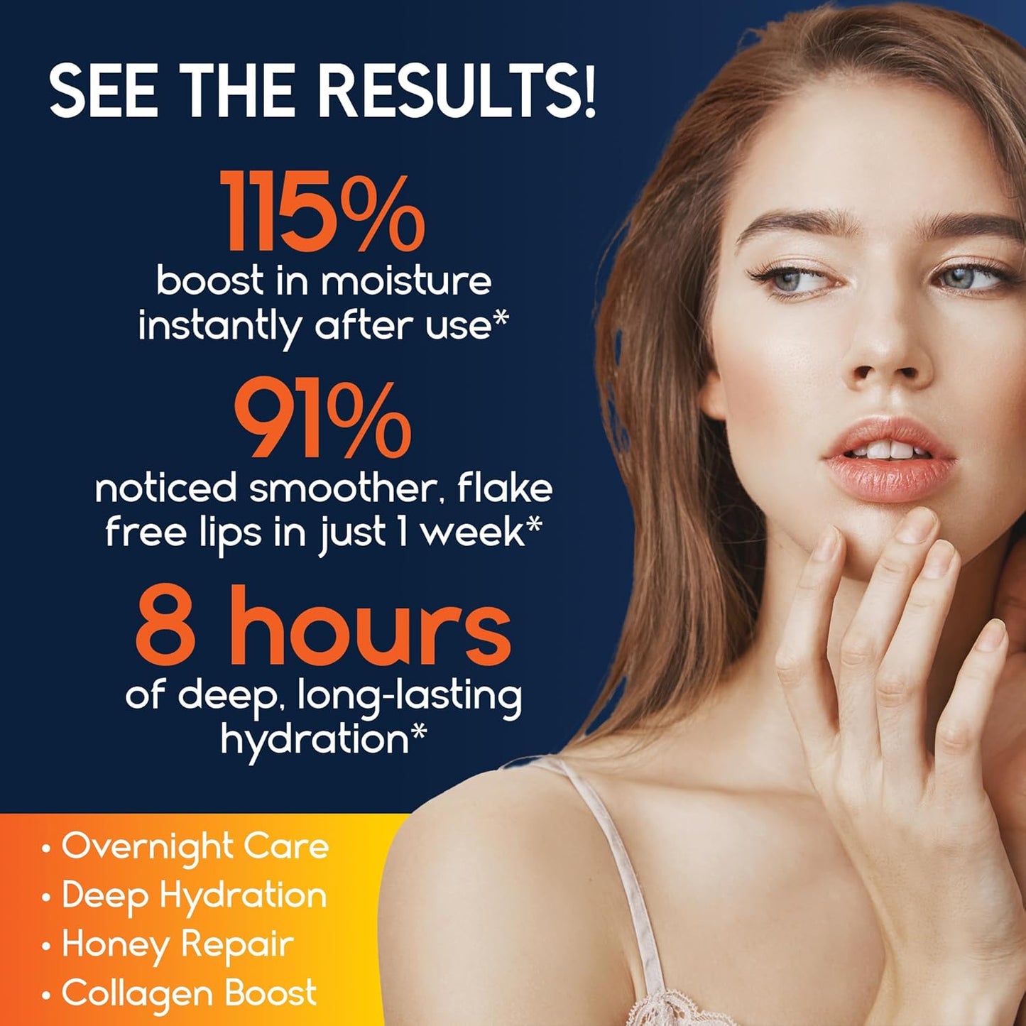 Lip Mask Overnight with Hyaluronic Acid & Collagen, Lip Sleeping Mask for Dry Cracked Lips, Moisturizing, Hydrating, Exfoliating Night Treatment for Lip Care (Peach) (0.7, Honey)