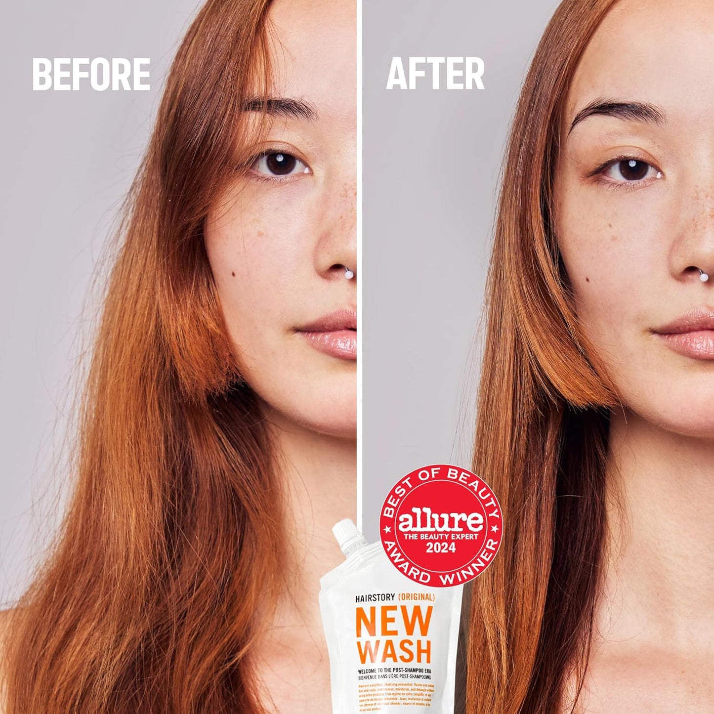 Hairstory New Wash Original Refill, Cleansing Cream for All Hair Types, Detergent Free Shampoo & Conditioner Alternative, Promotes Scalp Health, 20oz