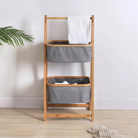 2-Tier Bamboo basket storage waterproof